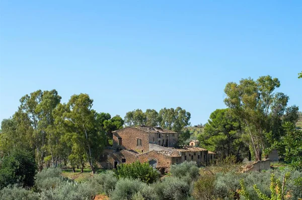 Vista Uma Antiga Casa Campo Campo Siciliano Itália Europa — Fotografia de Stock