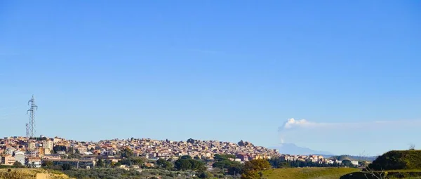 Vue Mazzarino Avec Etna Arrière Plan Caltanissetta Sicile Italie Europe — Photo