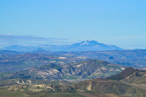 View from Mazzarino of a Beautiful Sicilian Scenery, Caltanissetta, Italy, Europe