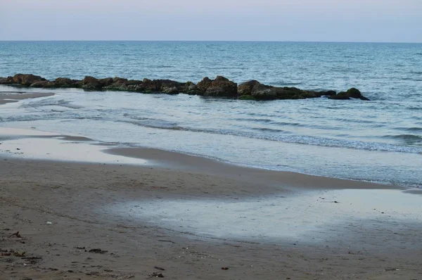 Hermoso Paisaje Marino Durante Amanecer Mar Mediterráneo Donnalucata Scicli Ragusa — Foto de Stock