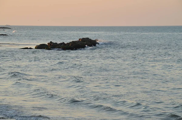 Hermoso Paisaje Marino Durante Amanecer Mar Mediterráneo Donnalucata Scicli Ragusa — Foto de Stock