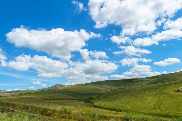 Colline Siciliane Verdi Caltanissetta Italia Europa — Foto Stock