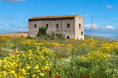 Pitoresk Sicilya Manzara, Caltanissetta, Sicilya, İtalya, Avrupa