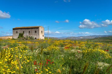 Pitoresk Sicilya Manzara, Caltanissetta, Sicilya, İtalya, Avrupa