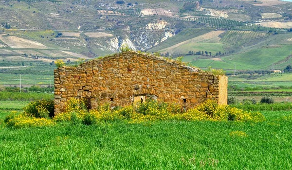 Old Cottage Sicilian Countryside Beautiful Sicilian Landscaspe Mazzarino Caltanissetta Sicily — Stock Photo, Image