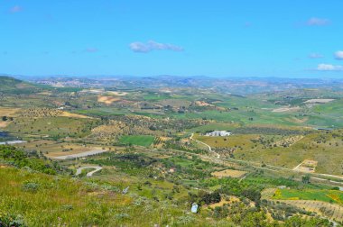 Muhteşem Sicilya manzarası, Mazzarino, Caltanissetta, İtalya, Avrupa