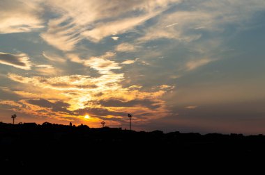 Mazzarino, Caltanissetta, Sicilya, İtalya, Avrupa, Siluet Manzara üzerinde Wonderful Sunrise