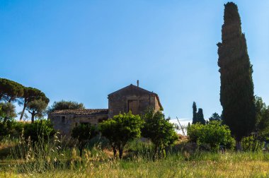Terk edilmiş eski kır evi, Caltanissetta, Sicilya, Italya, Avrupa ile güzel sahne