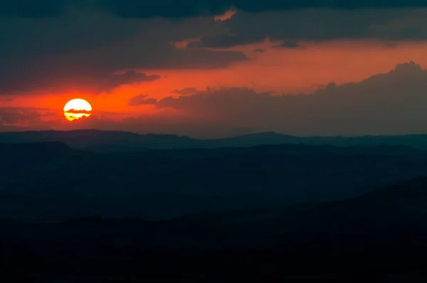 Wunderschöner Sonnenuntergang Den Wolken Mazzarino Caltanissetta Sizilien Italien Europa — Stockfoto