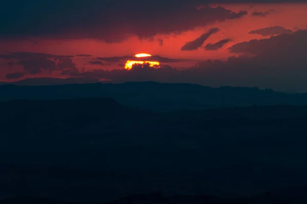 Maravilhoso Pôr Sol Nas Nuvens Mazzarino Caltanissetta Sicília Itália Europa — Fotografia de Stock
