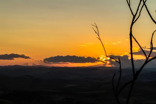 Красивий Захід Сонця Мацрино Кальтаніссетта Сицилія Італія Європа — стокове фото