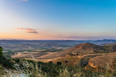 Sunset, Mazzarino, Caltanissetta, Sicilya, Italya 'da güzel Landscape