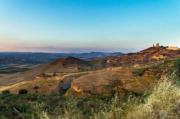 Sunset, Mazzarino, Caltanissetta, Sicilya, Italya, Avrupa 'da güzel Panorama