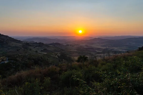 Чудовий Літній Захід Сонця Мацрино Кальтаніссетта Сицилія Італія Європа — стокове фото