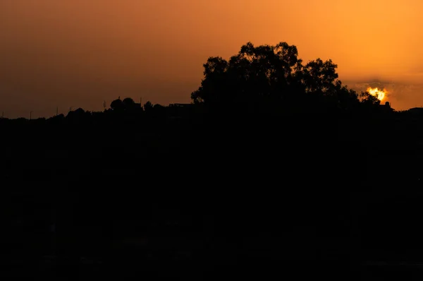 Silhueta Deslumbrante Pôr Sol Paisagem Siciliana Itália Europa — Fotografia de Stock