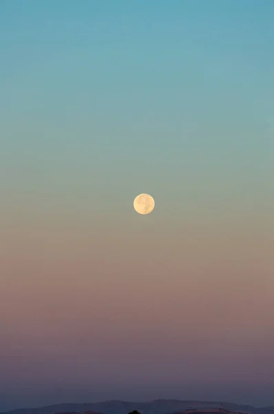 Lua Cheia Nascer Sol Sicília Itália Europa — Fotografia de Stock