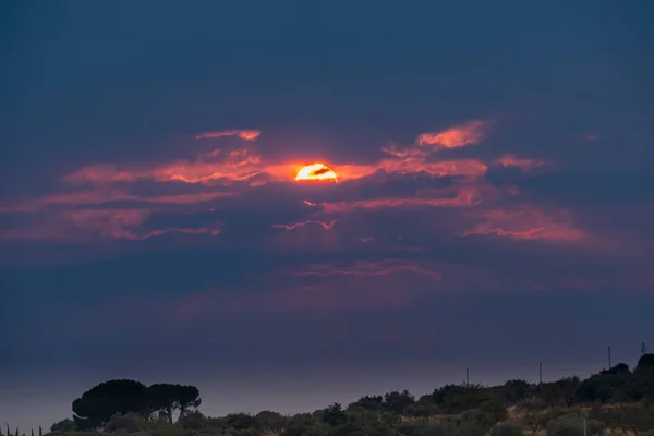 Maravilhoso Pôr Sol Nas Nuvens Sicília Itália Europa — Fotografia de Stock