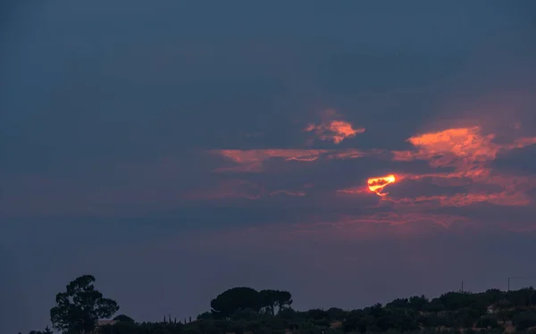 Splendido Tramonto Tra Nuvole Sicilia Italia Europa — Foto Stock