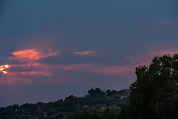 Maravilhoso Pôr Sol Nas Nuvens Sicília Itália Europa — Fotografia de Stock