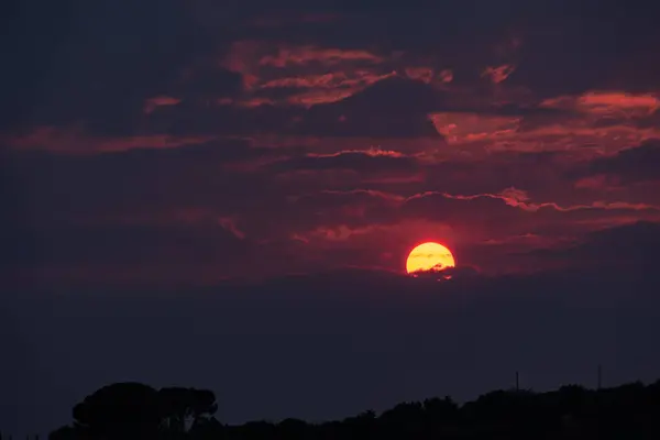 Merveilleux Coucher Soleil Dans Les Nuages Sicile Italie Europe — Photo