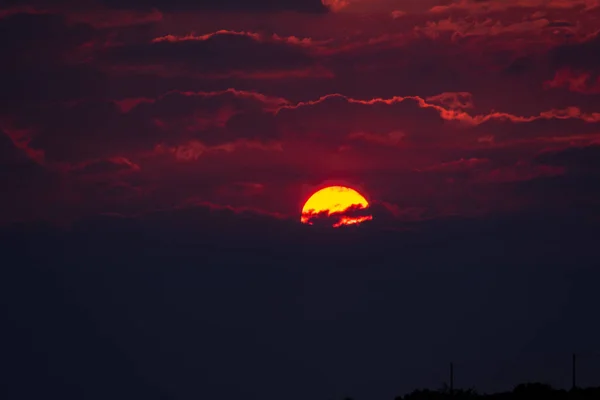 Maravilhoso Pôr Sol Nas Nuvens Sicília Itália Europa — Fotografia de Stock