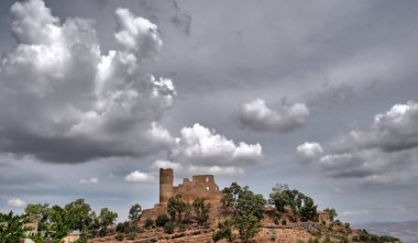 Mazzarino Ortaçağ Kalesi, Caltanissetta, Sicilya, İtalya, Avrupa Pitoresk Görünümü