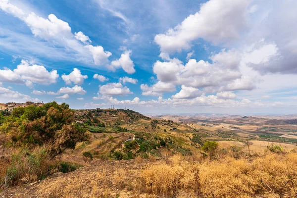 Wunderschöne Sizilianische Landschaft Einem Bewölkten Tag Mazzarino Caltanissetta Sizilien Italien — Stockfoto