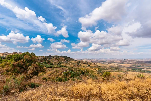 Underbart Sicilianskt Landskap Molnig Dag Mazzarino Caltanissetta Sicilien Italien Europa — Stockfoto