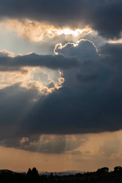 Spectacular Pôr Sol Nas Nuvens Sicília Itália Europa — Fotografia de Stock