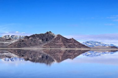 Utah Büyük Tuz Gölü kıyı şeridinin bir parçası bir yansıması.
