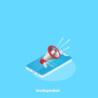 hoparlör smartphone, izometrik görüntüyü ekranda yer alır.
