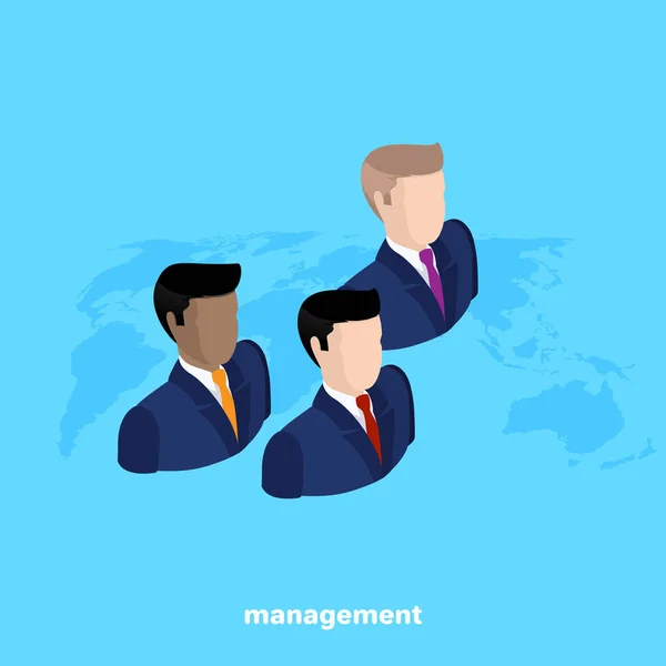 Managers Business Suits Blue Background Isometric Image — Stock Vector