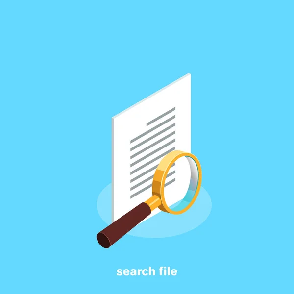 Text Document Magnifying Glass Isometric Image — Stock Vector