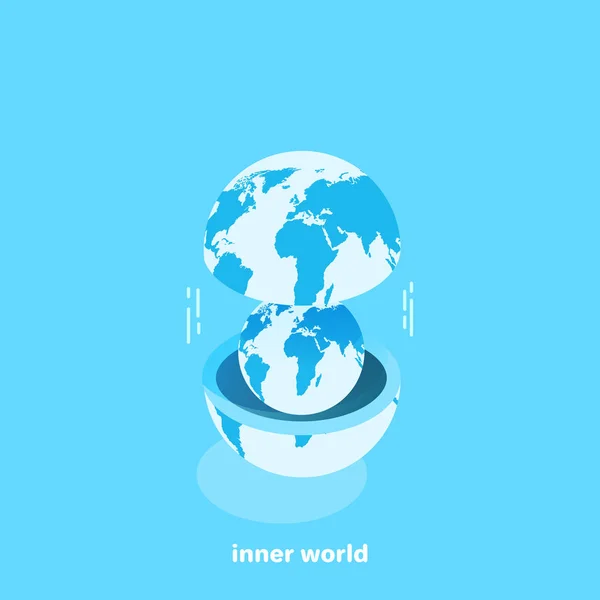 Globe Dans Autre Image Isométrique — Image vectorielle