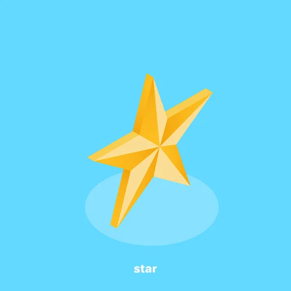 Icono Estrella Oro Sobre Fondo Azul Imagen Isométrica — Archivo Imágenes Vectoriales