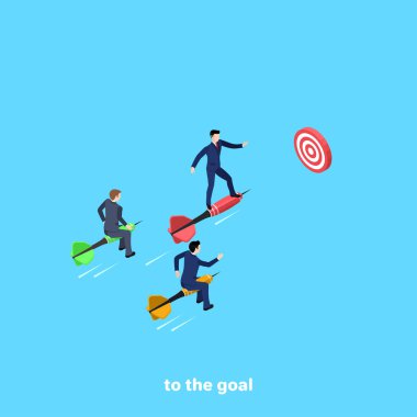 Amaç, izometrik görüntü için Dart anında iş elbiseli adamlar