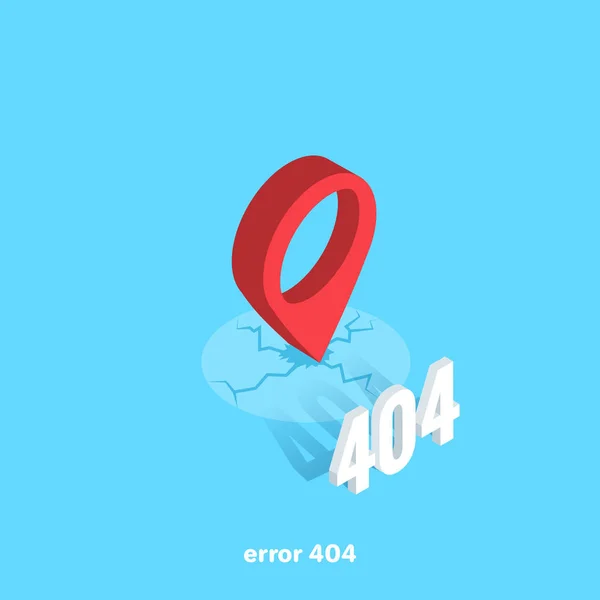 Location Icon Crack 404 Error Number Isometric Image — Stock Vector