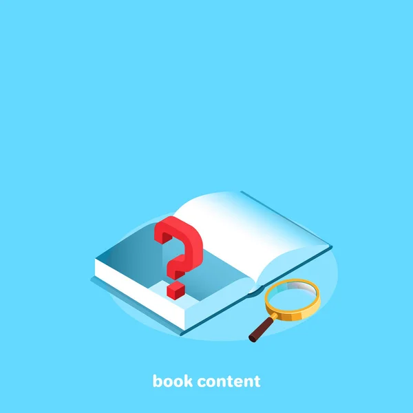 Book Secret Magnifier Blue Background Isometric Image — Stock Vector