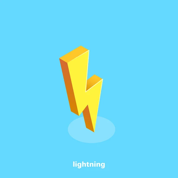 Icon Gold Lightning Blå Bakgrund Isometrisk Bild — Stock vektor