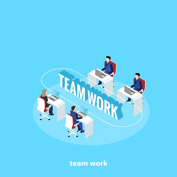 People Business Suits Work Office Team Isometric Image — Stock Vector