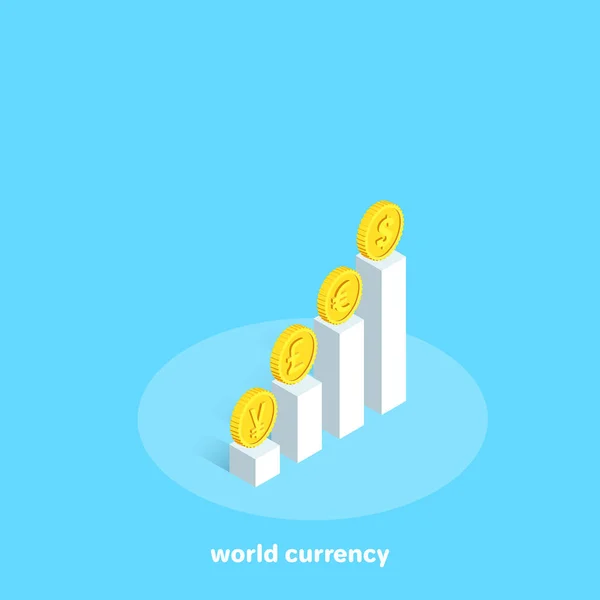 Tekenen Van Wereld Valuta Kaart Isometrische Afbeelding — Stockvector