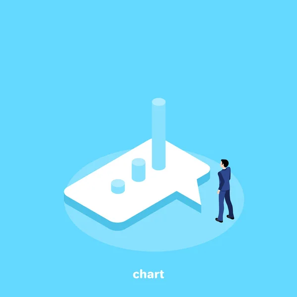 Hombre Traje Negocios Mira Gráfico Icono Del Mensaje Una Imagen — Vector de stock