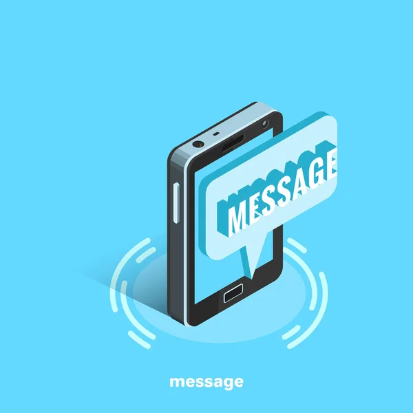 Elektronik Mesajlar Smartphone Izometrik Görüntü Üzerindeki Harfler — Stok Vektör