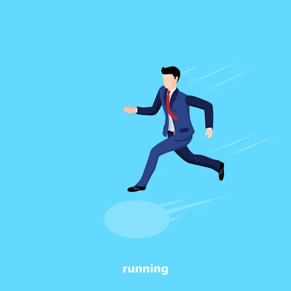 Man Business Suit Briefcase Runs Faster Lightning Isometric Image — Stock Vector
