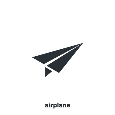 Beyaz arkaplandaki izometrik vektör görüntüsü, siyah ve beyaz kağıt uçak simgesi