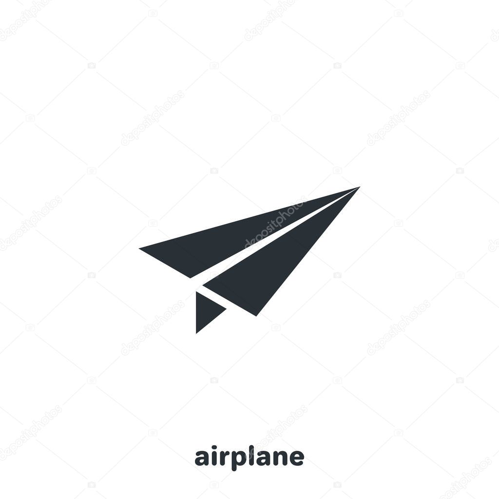 isometric vector image on a white background, black and white paper airplane icon