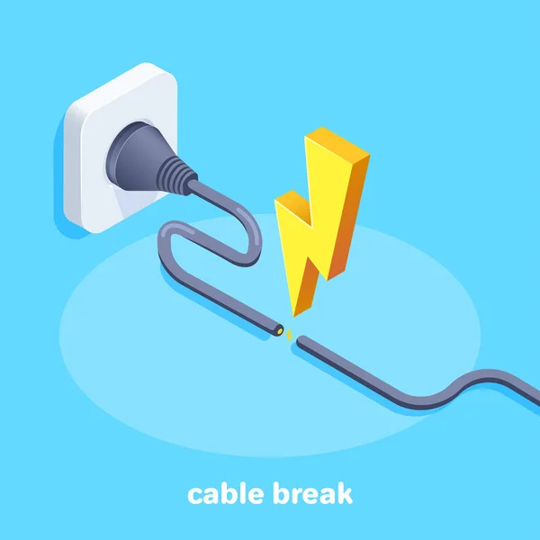 Imagen Vectorial Isométrica Sobre Fondo Azul Cable Deshilachado Conectado Una — Archivo Imágenes Vectoriales