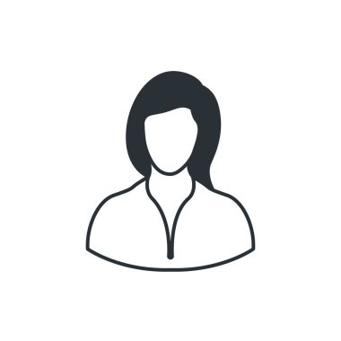 Beyaz arkaplanda düz vektör resmi, simge iş kadını