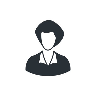 Beyaz arkaplanda düz vektör resmi, simge iş kadını