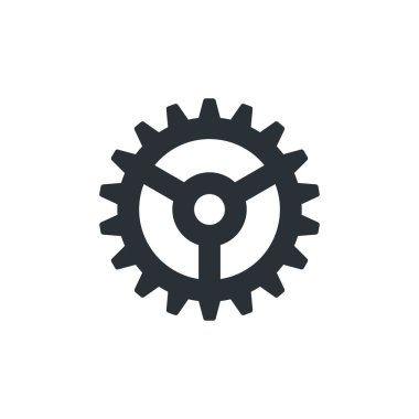 Beyaz arkaplanda düz vektör resmi, dişli simgesi